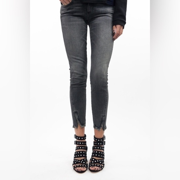 amo Twist Zip Distressed Skinny Ankle Jeans Smoke Grey 24 - Picture 5 of 12